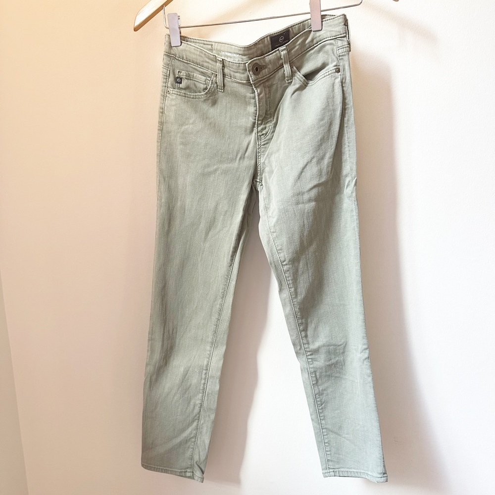 Women's AG Prima Mid-Rise Cigarette Crop in army green, size 25